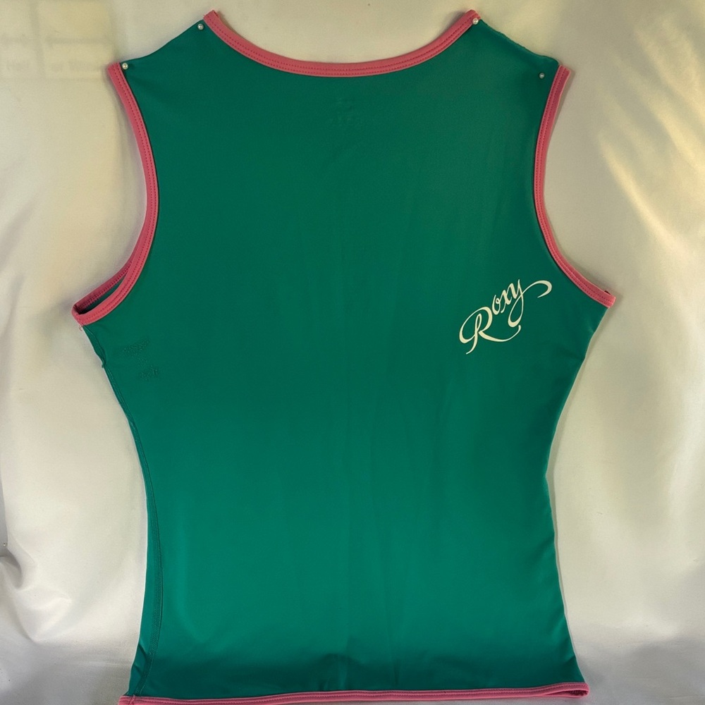 ROXY WHOLE HEARTED UVtech WOMEN’ TEAL WITH PINK TRIMMING SLEEVELESS TOP SIZE 10 - Picture 7 of 14